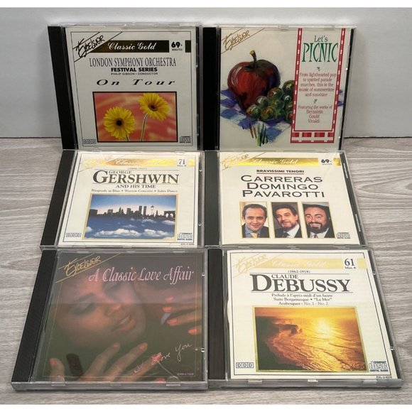 Exelsior Classical Music CD Lot of 6 Classic Gold Gershwin Debussy Pavarotti - Picture 1 of 7